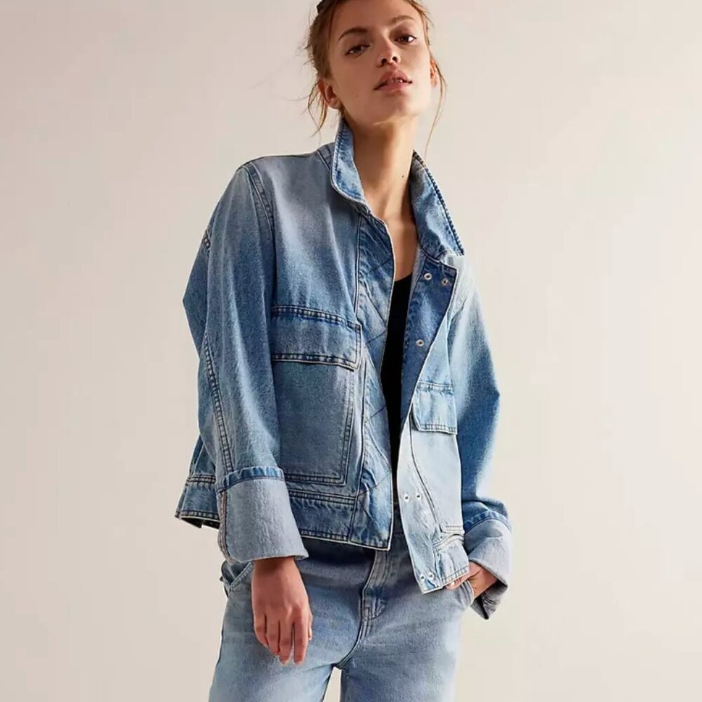 Free People Suzy Denim Jacket - Medium - Light Wash